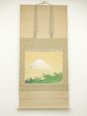 平井楳仙筆　松林富岳　肉筆絹本掛軸（共箱）